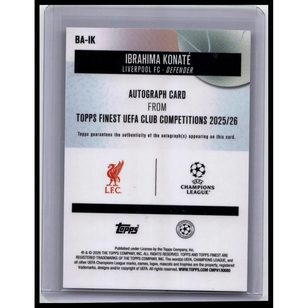 2025-26 Topps Finest UEFA Ibrahima Konate Auto Refractor Liverpool FC #BA-IK
